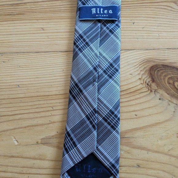 Altea tie plaid black grey white silk - Picture 3 of 4